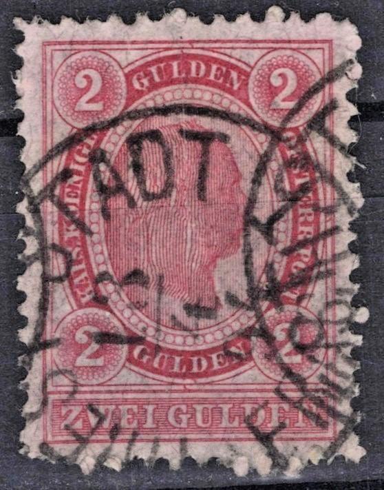 Austria 1890 2gld carmine Emperor Franz Josef #64 F-VF Used ZAYIX