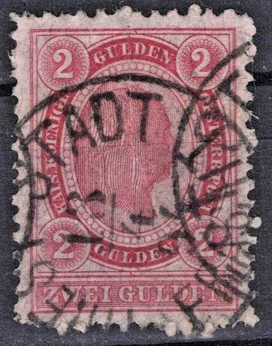 Austria 1890 2gld carmine Emperor Franz Josef #64 F-VF Used ZAYIX