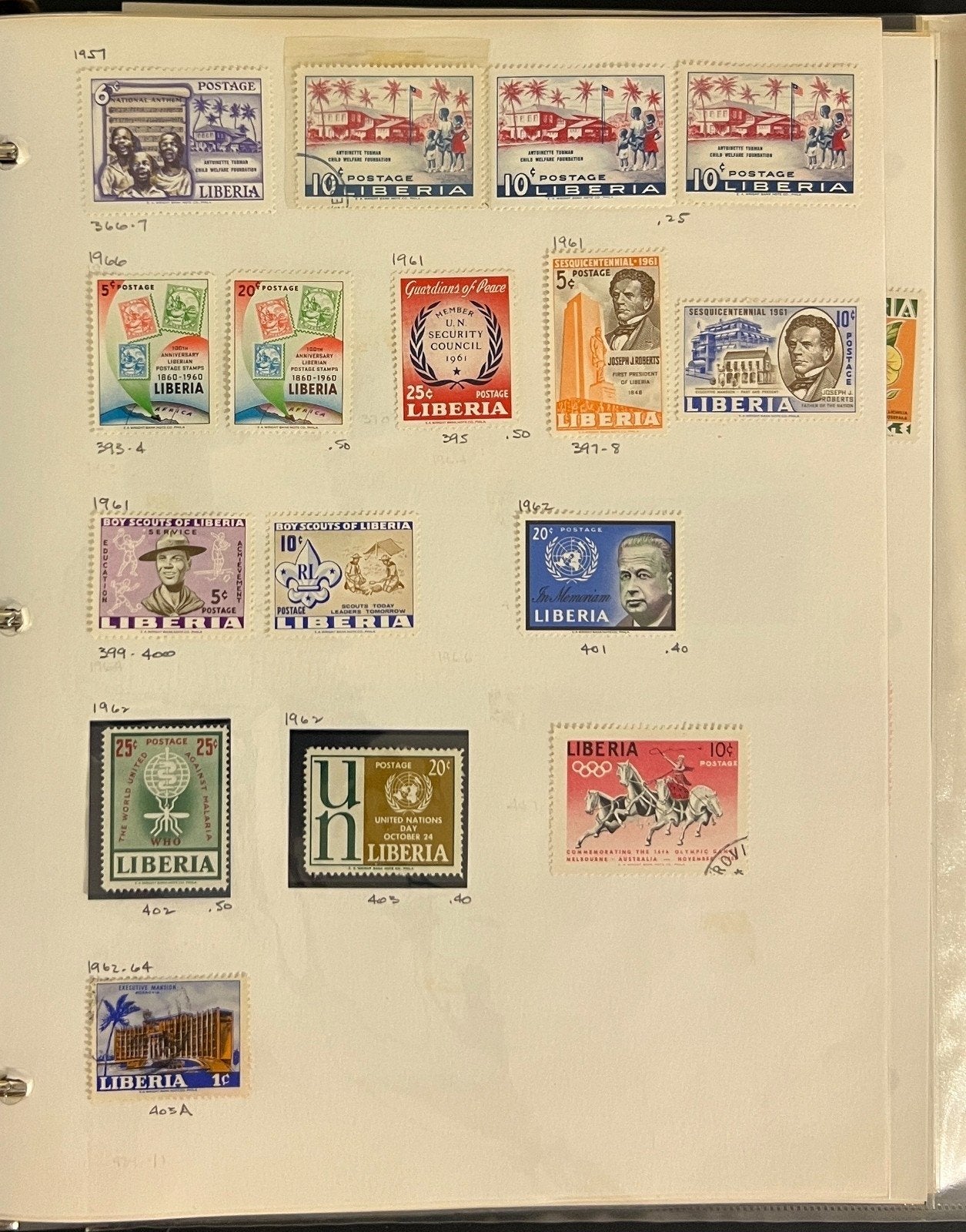 Liberia Stamp Collection Album Sets Sheets & Singles 1100 Stamps 1953-1975 ZAYIX