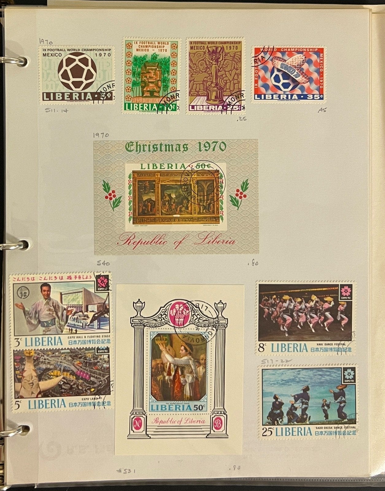 Liberia Stamp Collection Album Sets Sheets & Singles 1100 Stamps 1953-1975 ZAYIX