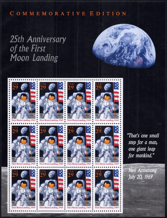 US 2841 Mint Sheet (MNH) First Moon Landing Miniature Sheet 29-Cent 1994 ZAYIX