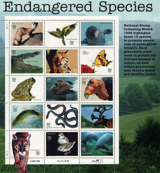 US 3105 Mint Sheet (MNH) Endangered Species 32-Cent 1996 ZAYIX