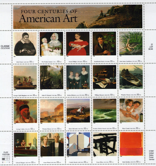 US 3236 Mint Sheet (MNH) Four Centuries Of American Art 32-Cent 1998 ZAYIX