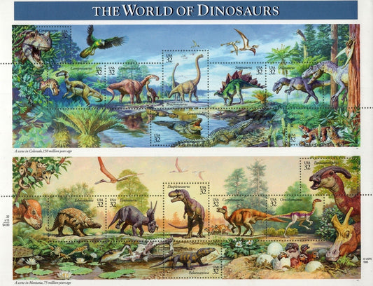 US 3136 Mint Sheet (MNH) The World Of Dinosaurs 32-Cent 1997 ZAYIX