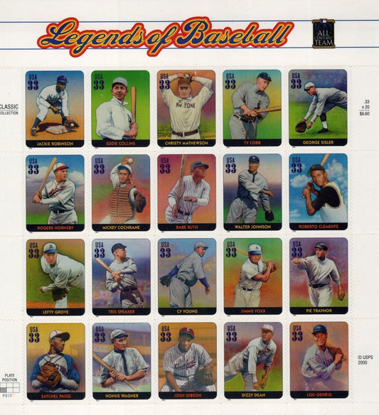 US 3408 Mint Sheet (MNH) Legends Of Baseball 33-Cent 2000 ZAYIX