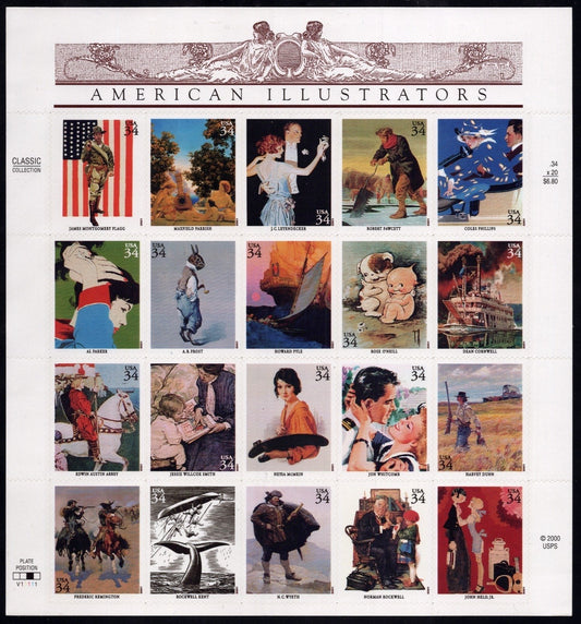 US 3502 Mint Sheet (MNH) American Illustrators 34-Cent 2001 ZAYIX