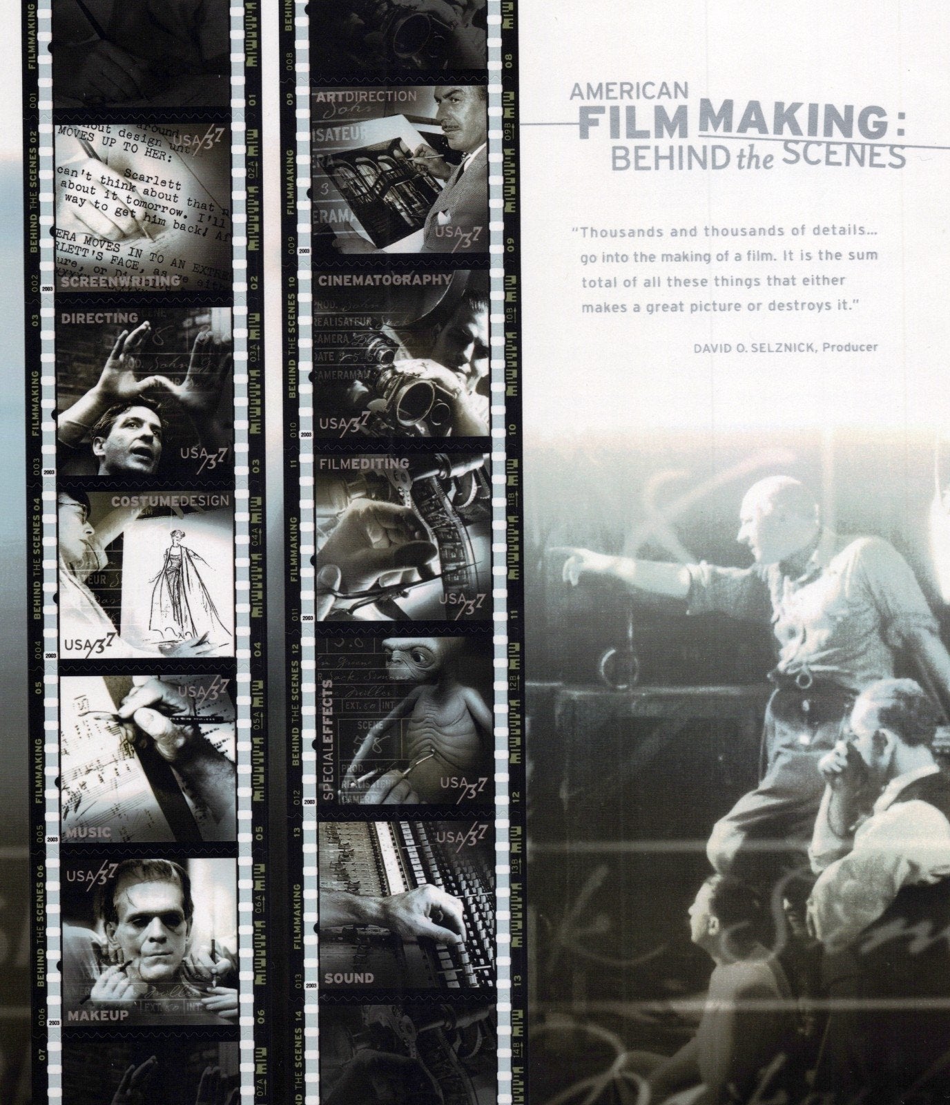 US 3772 Mint Sheet (MNH) American Filmmaking Behind The Scene 37-Cent 2003 ZAYIX