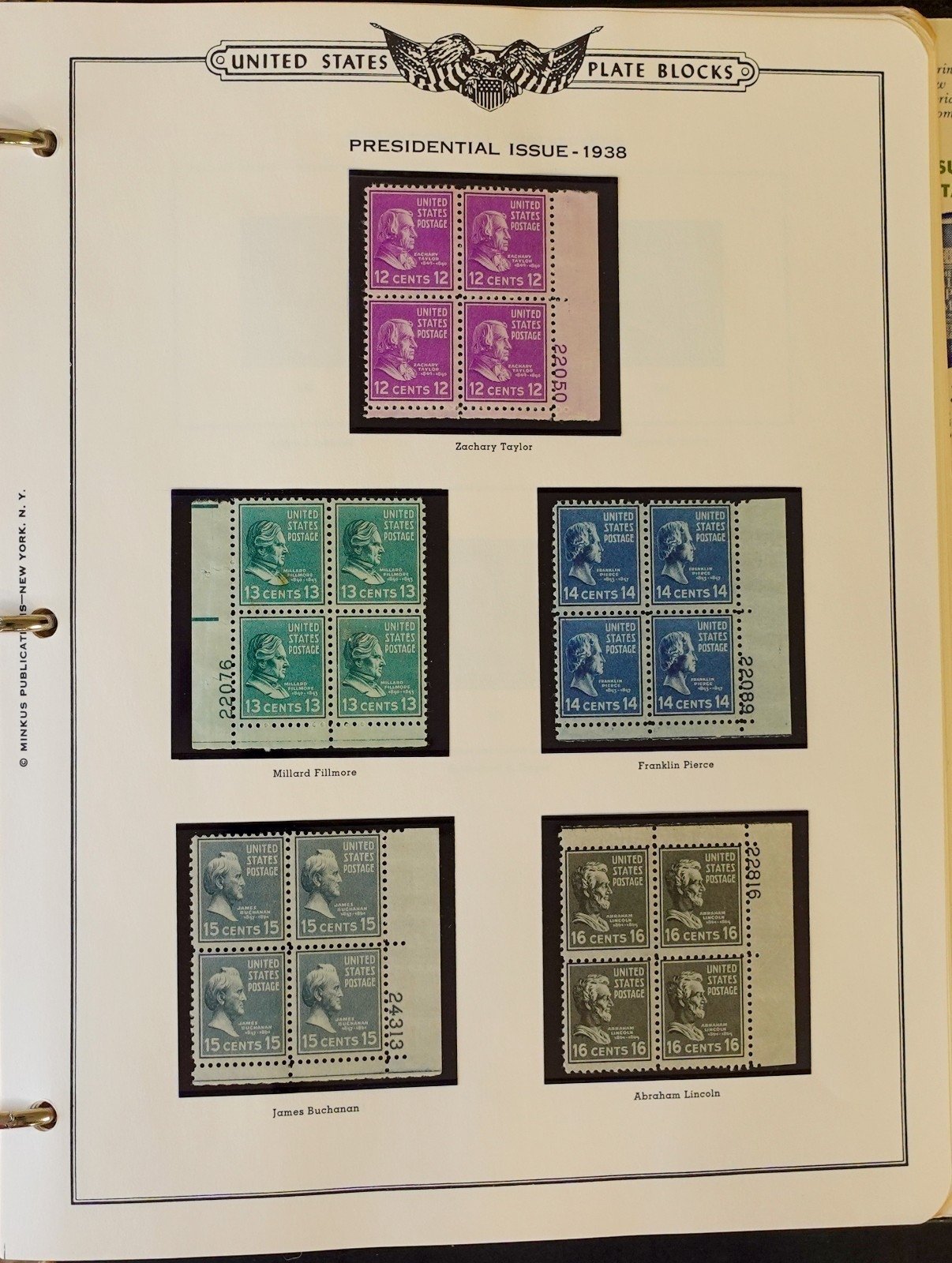 United States Plate Block Stamp Collection 5 Minkus Albums 1919-1974  ZAYIX