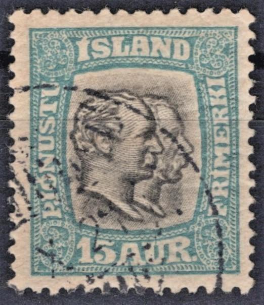Iceland 1918 Official Stamp 15a lt bl & grey Scott #O39 Used VF ZAYIX