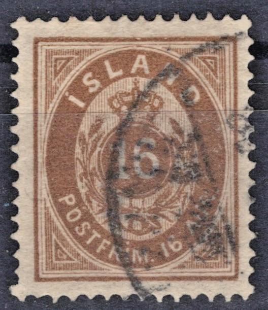 Iceland 1876 16a brown perf 14 x 13 1/2 Scott #12 Used VF ZAYIX