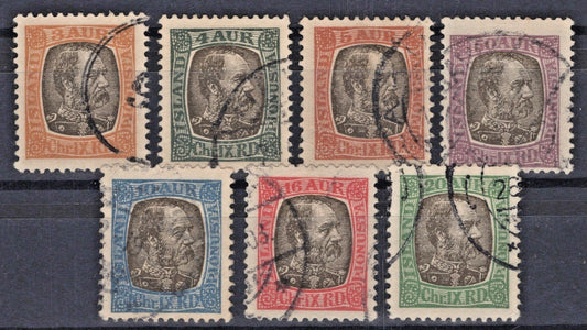 Iceland 1902 Official Stamp King Christian IX Scott #O13-O19 Used F-VF ZAYIX