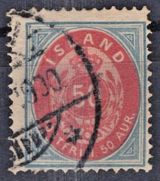 Iceland 1892 50a bl & violet Scott #19 Used Fine ZAYIX