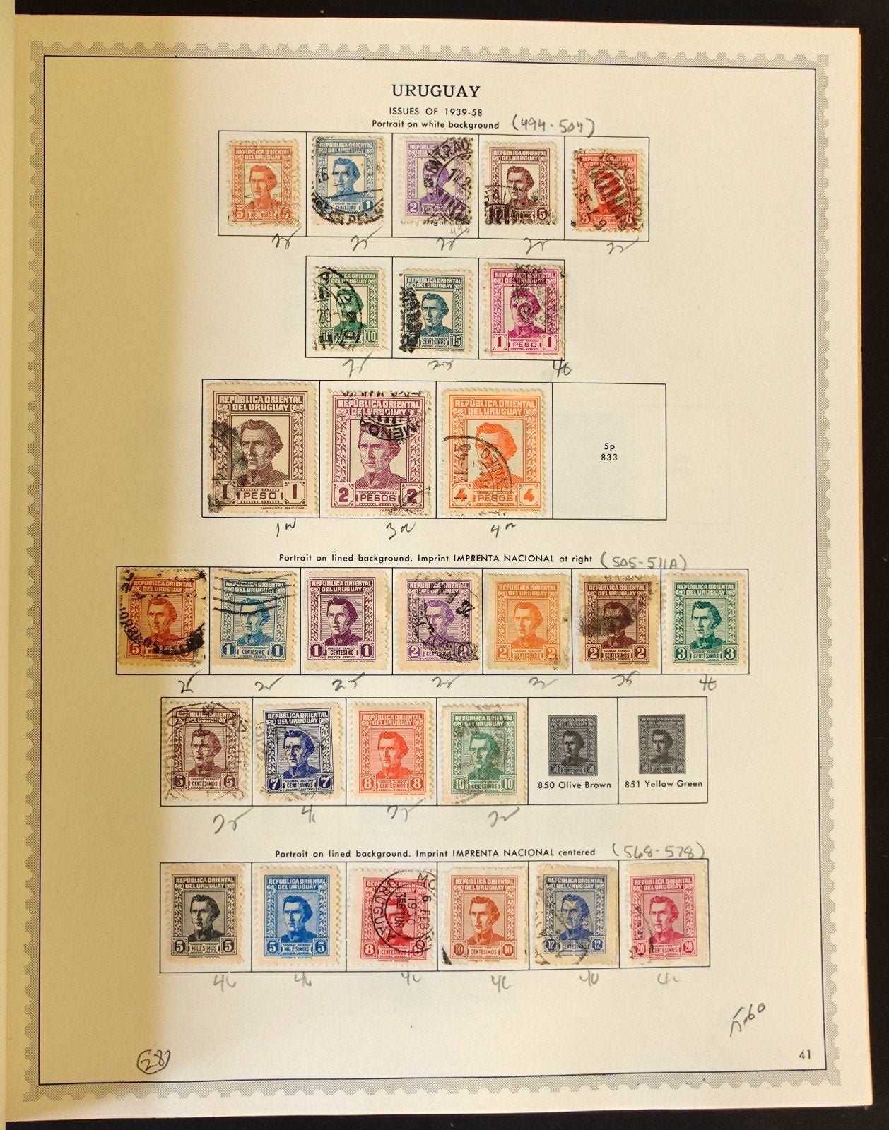 Uruguay Stamp Collection Minkus Album Used 1856-1985 ZAYIX