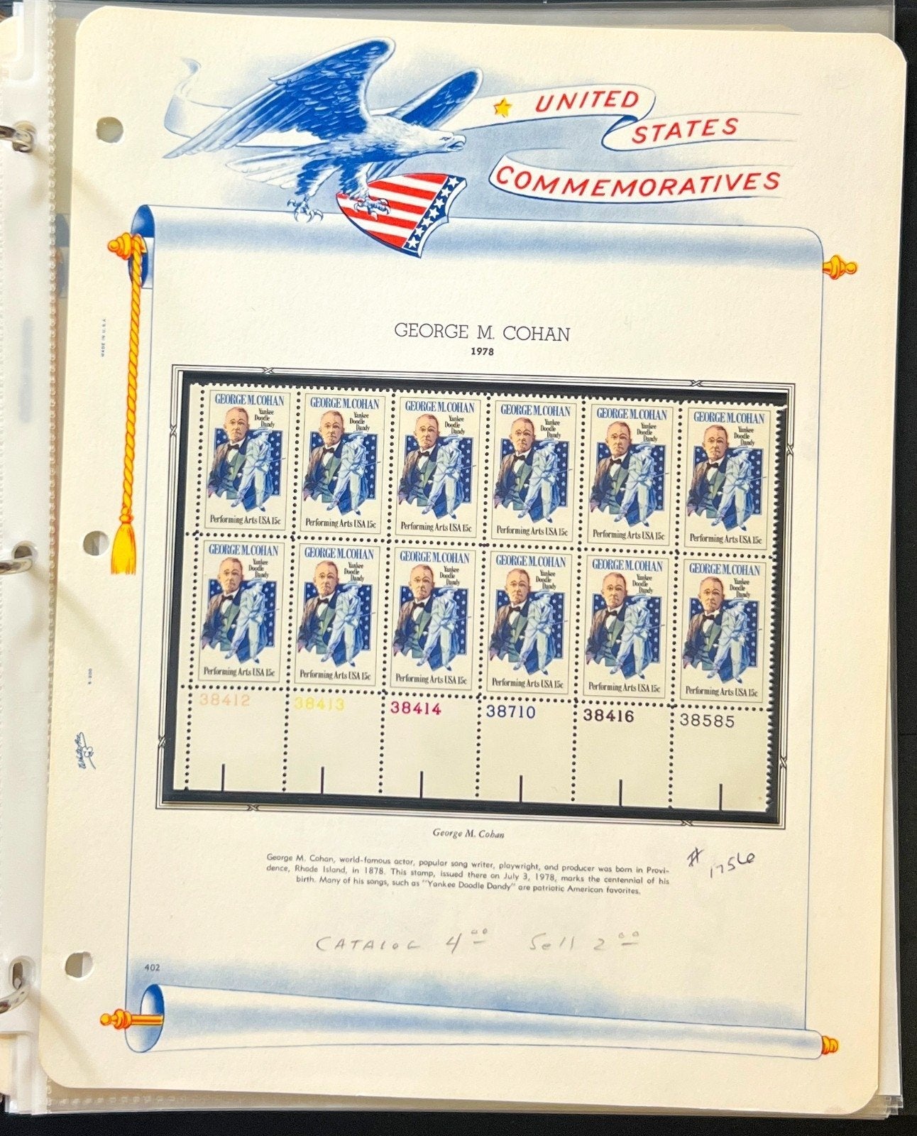 United States Plate Block & Half Sheets Stamp Collection Album MNH ZAYIX