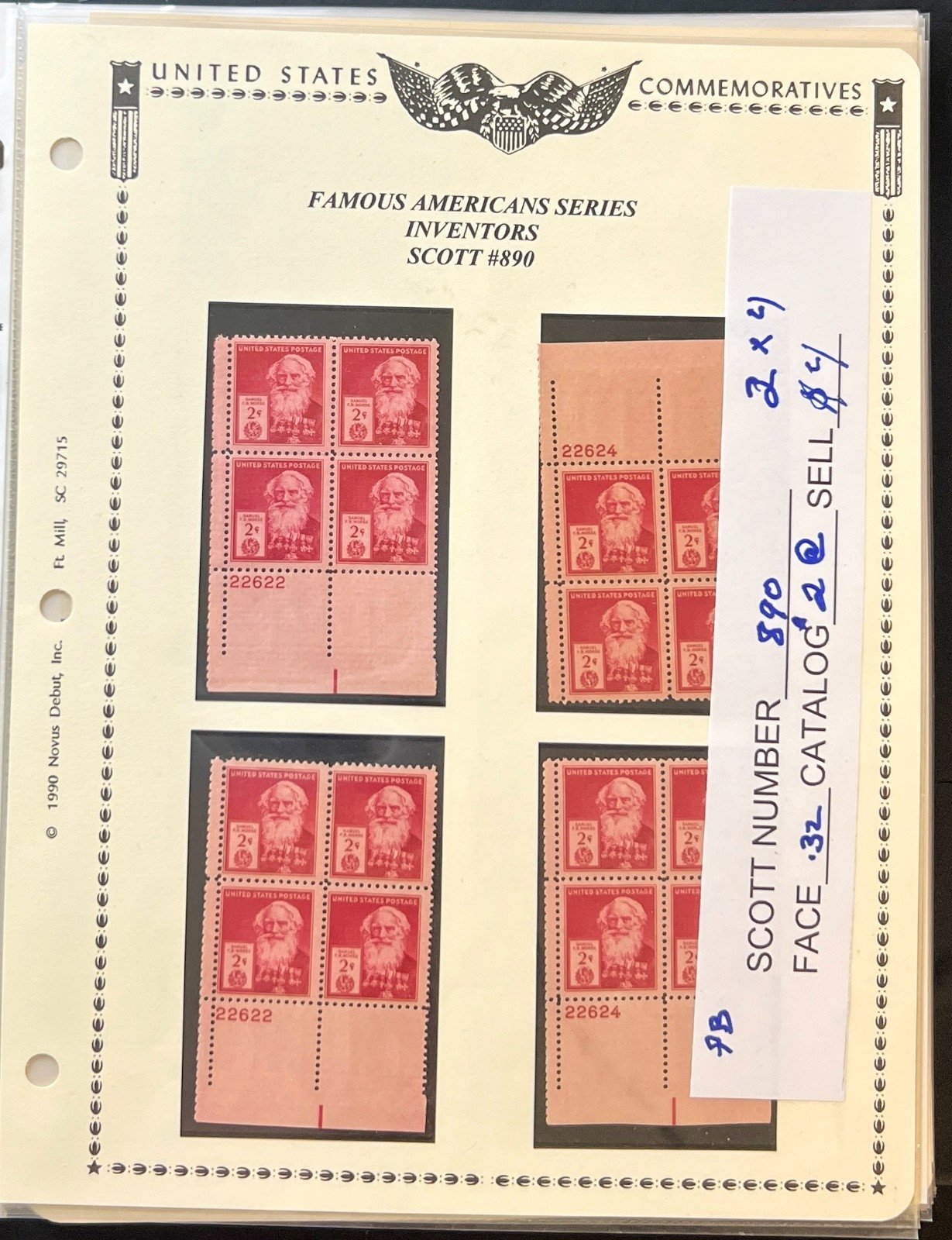 United States Plate Block & Half Sheets Stamp Collection Album MNH ZAYIX
