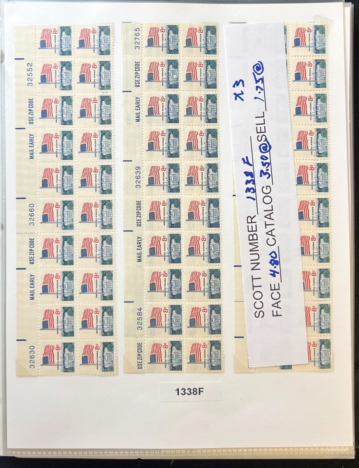 United States Plate Block & Half Sheets Stamp Collection Album MNH ZAYIX