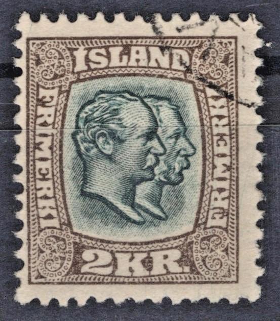Iceland 1907 2k dark brown & dark green Kings Scott #84 Used VF ZAYIX
