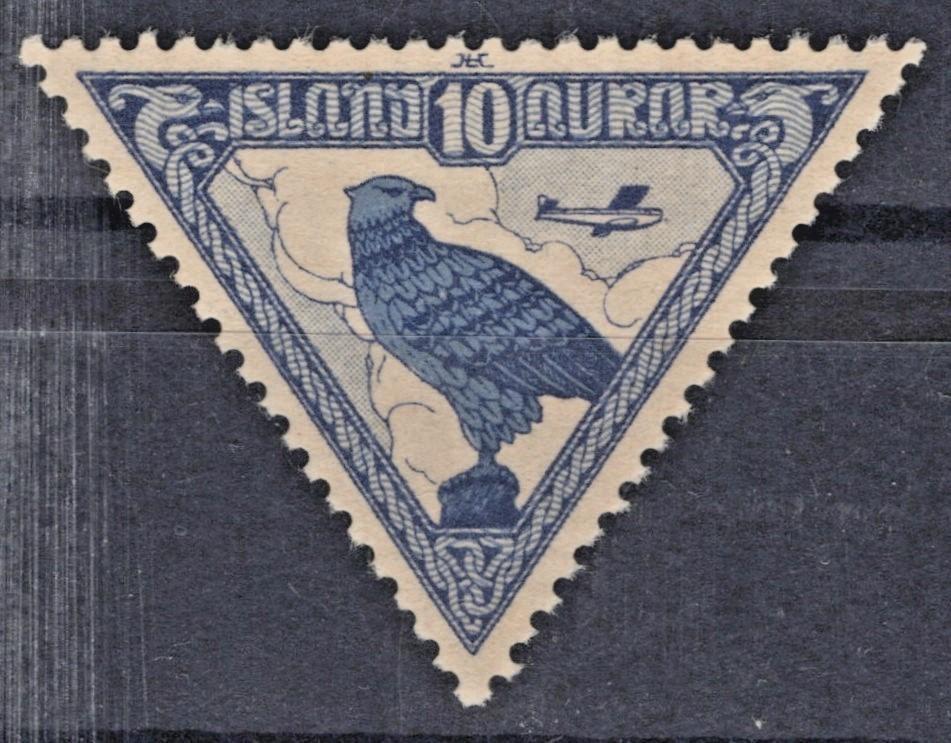 Iceland 1930 10a dp ultra & gray blue Air Post Gyrfalcon Scott #C3 MNH VF ZAYIX