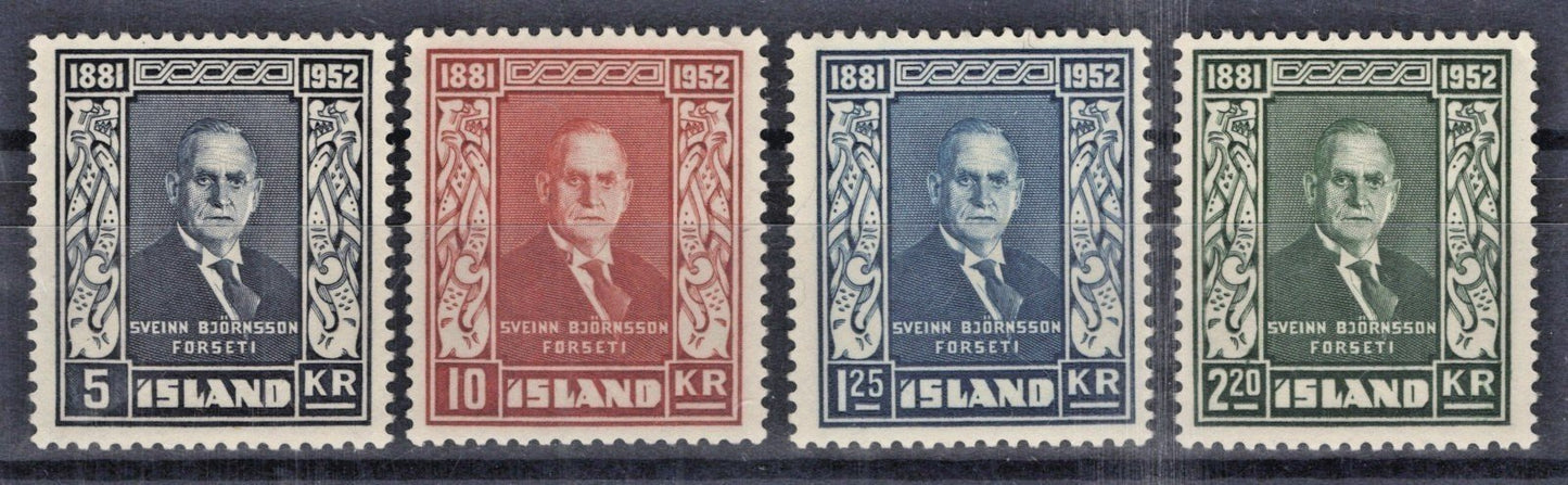 Iceland 1952 Sveinn Bjornsson Scott #274-277 MH VF ZAYIX