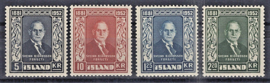 Iceland 1952 Sveinn Bjornsson Scott #274-277 MH VF ZAYIX