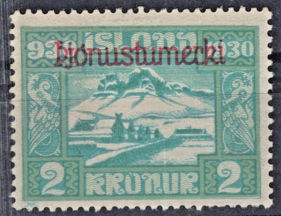 Iceland 1930 2k Official Stamp Overprint in Red Scott #O65 MH VF ZAYIX