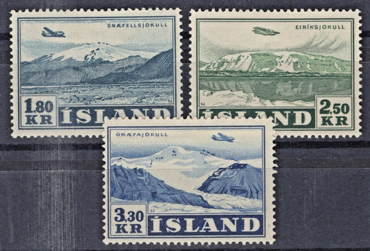 Iceland 1952 Island Views Aviation Air Post Scott #C27-C29 MH VF ZAYIX