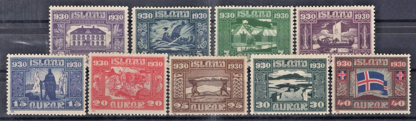 Iceland 1930 Maps Ships Architecture Scott #152-159, 161 MH VF ZAYIX