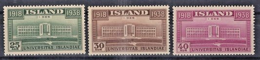 Iceland 1938 University of Iceland Architecture Scott #209-211 MNH VF ZAYIX