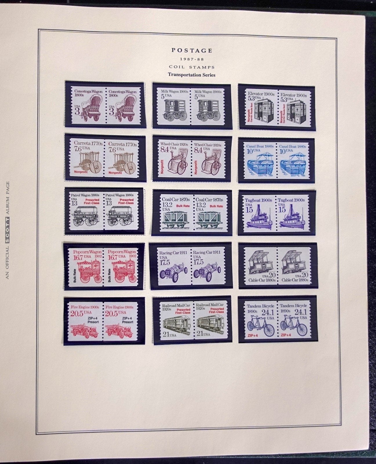 U.S. Transportation Coil Stamp Collection Scott Album MNH 1981-1991 ZAYIX