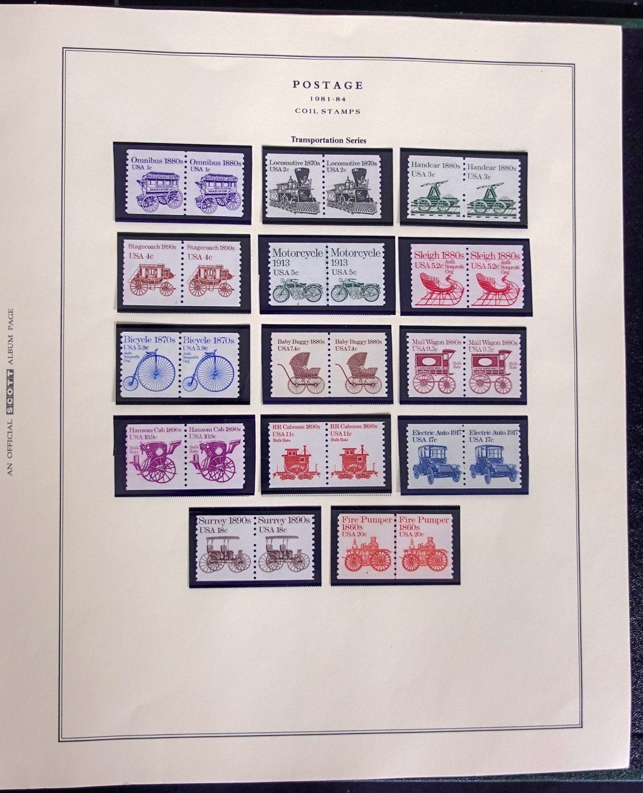 U.S. Transportation Coil Stamp Collection Scott Album MNH 1981-1991 ZAYIX