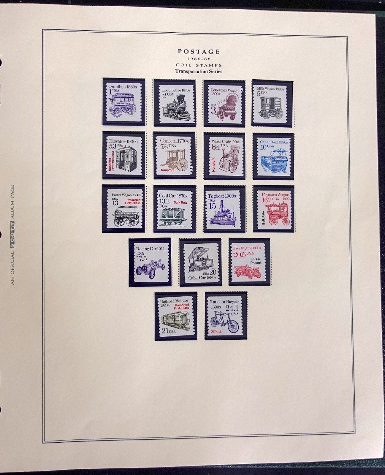 U.S. Transportation Coil Stamp Collection Scott Album MNH 1981-1991 ZAYIX