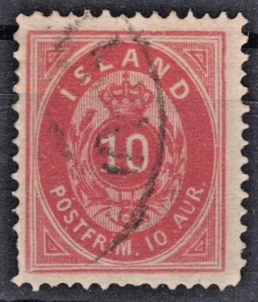 Iceland 1876 10a rose carmine medium paper Scott #11, Facit 12b Used VF ZAYIX