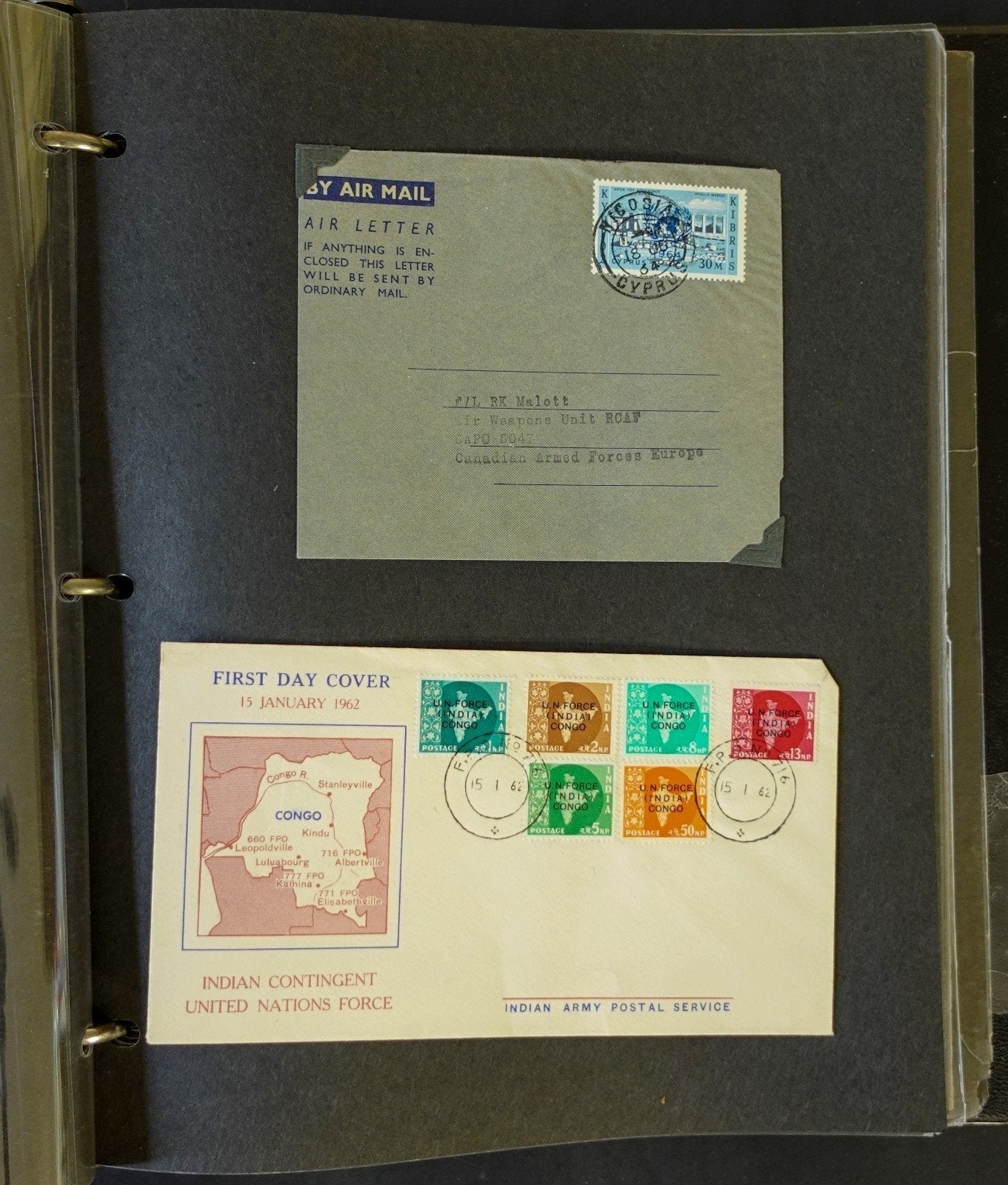U.N. Forces Airmail & First Day Cover Collection Album 1957-1967 ZAYIX