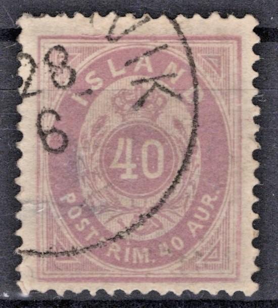 Iceland 1882 40a violet on thin paper Scott #18, Facit 17a Used F-VF ZAYIX