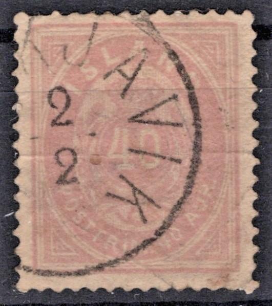 Iceland 1891 40a lilac-brown, lilac Scott #18, Facit 17c Used F-VF ZAYIX