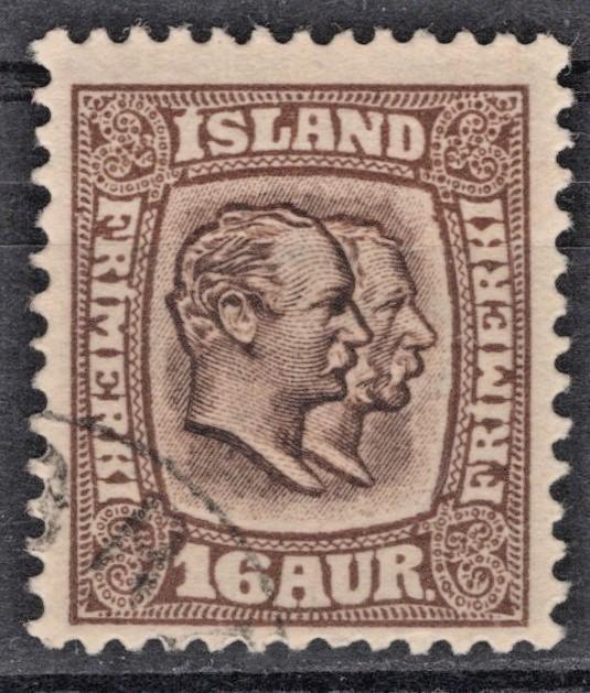 Iceland 1907 16a brown Kings Christian & Frederik Scott #78 Used F-VF ZAYIX