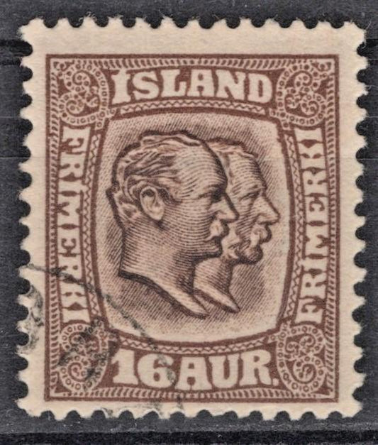 Iceland 1907 16a brown Kings Christian & Frederik Scott #78 Used F-VF ZAYIX