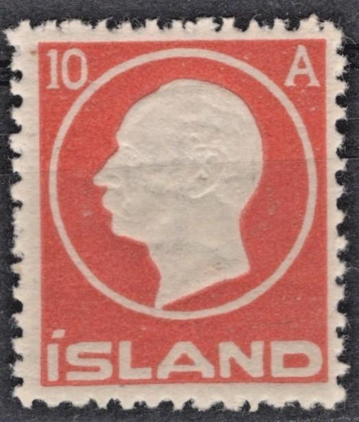 Iceland 1912 10a red King Frederik VIII Scott #93 MLH Fine ZAYIX