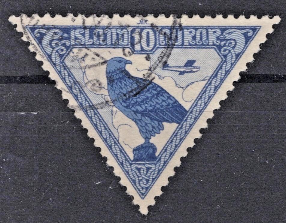Iceland 1930 10a dp ultra & gray blue Gyrfalcon Air Post Scott #C3 Used VF ZAYIX
