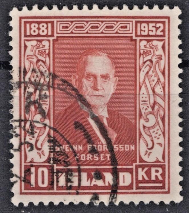 Iceland 1952 10k brown red Sveinn Bjornsson Scott #277 Used VF ZAYIX