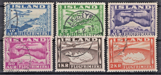 Iceland 1934 Aviation, Maps, Planes Air Post Scott #C15-C20 Used VF ZAYIX