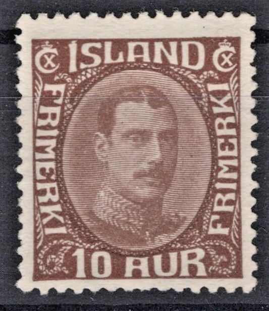 Iceland 1931 10a chocolate King Christian X Scott #181 MNG VF ZAYIX