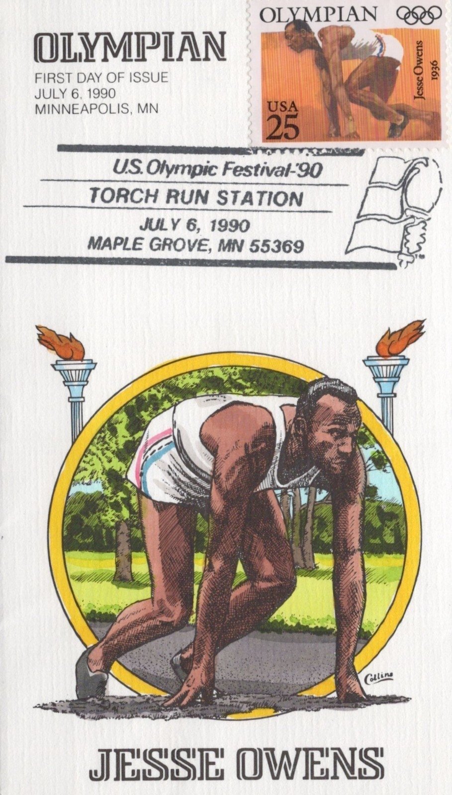US Olympics Collins Hand-Painted FDC Tennis Swimming Hockey ZAYIX
