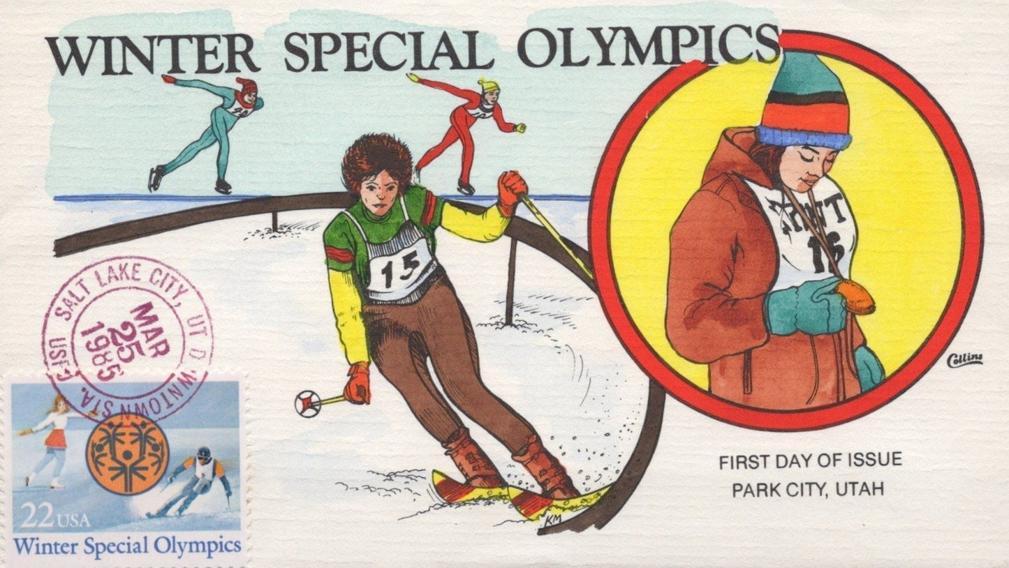 US Olympics Collins Hand-Painted FDC Tennis Swimming Hockey ZAYIX