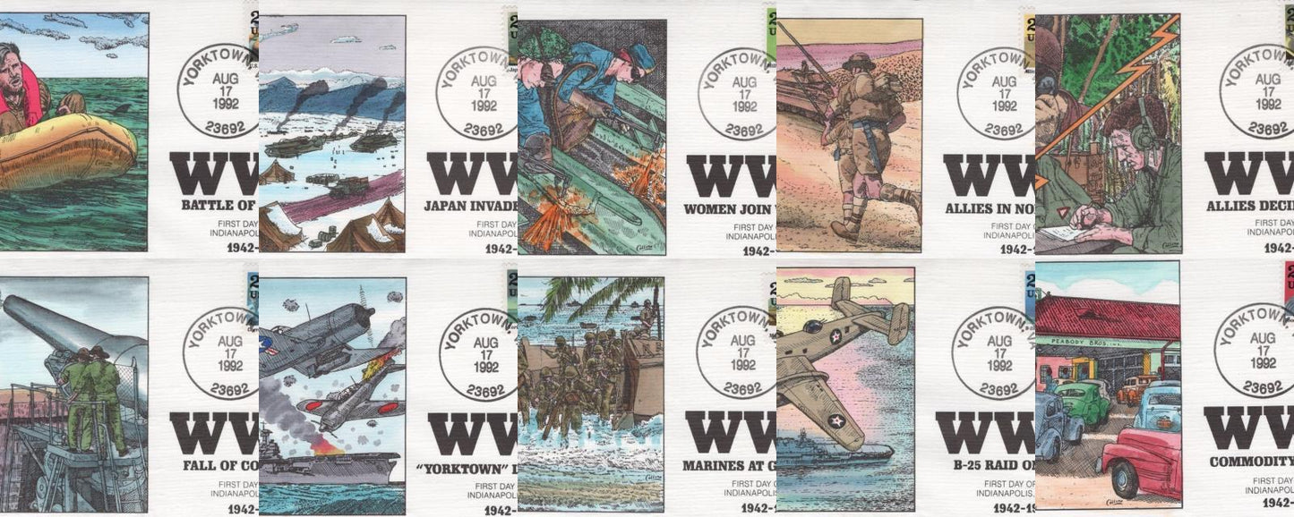 US 1992 WWII Events Collins Hand-Painted FDC Set Scott #2697a-j ZAYIX