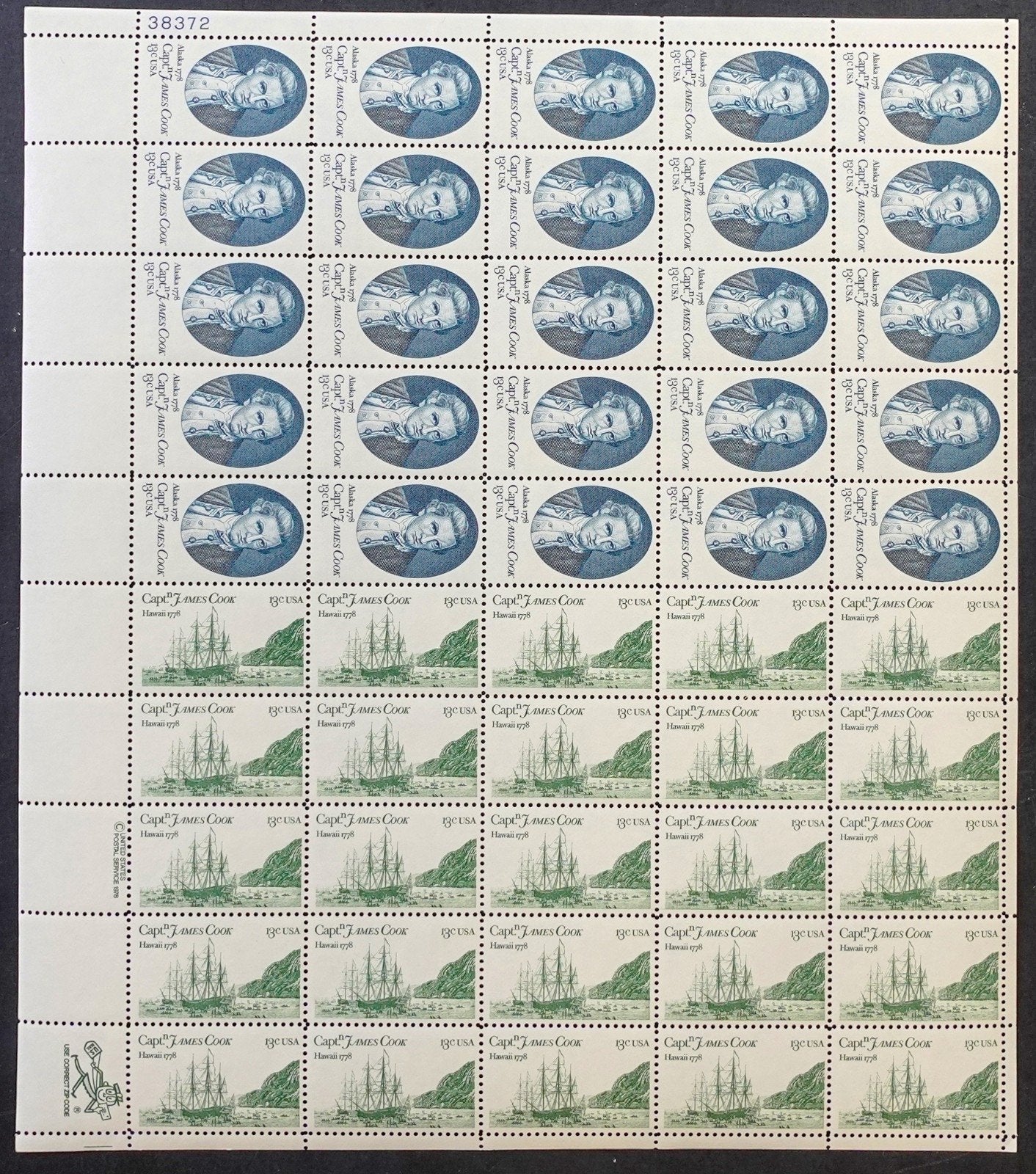 US 1732-1733 Mint Sheet (MNH) Captain Cook Pair 13-Cent 1978 ZAYIX