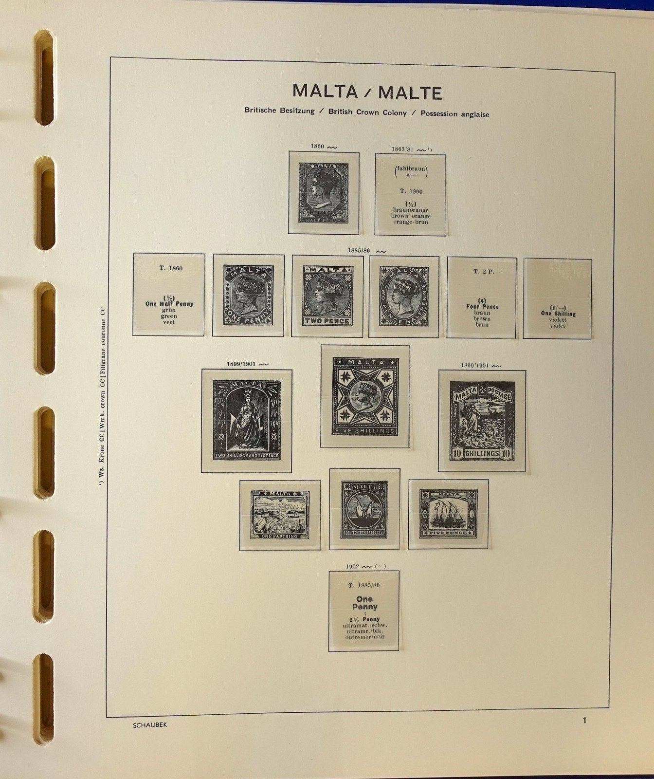 Malta 1885-1979 Schaubek Hingeless Stamp Album & Slipcase ZAYIX