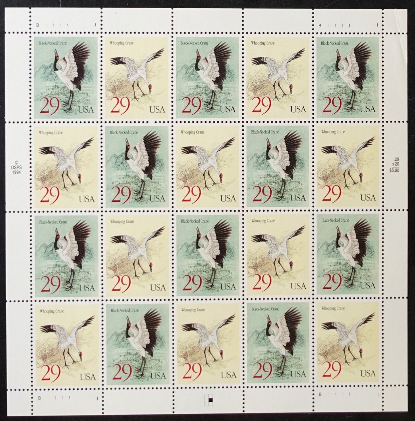 US 2867-2868 Mint Sheet (MNH) Cranes Pair 29-Cent 1994 ZAYIX
