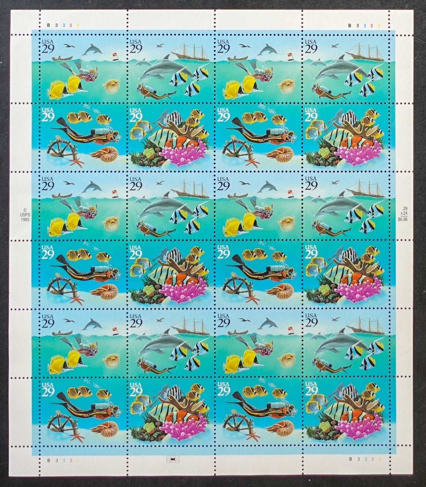 US 2863-2866 Mint Sheet (MNH) Wonders Of The Sea 29-Cent 1994 ZAYIX