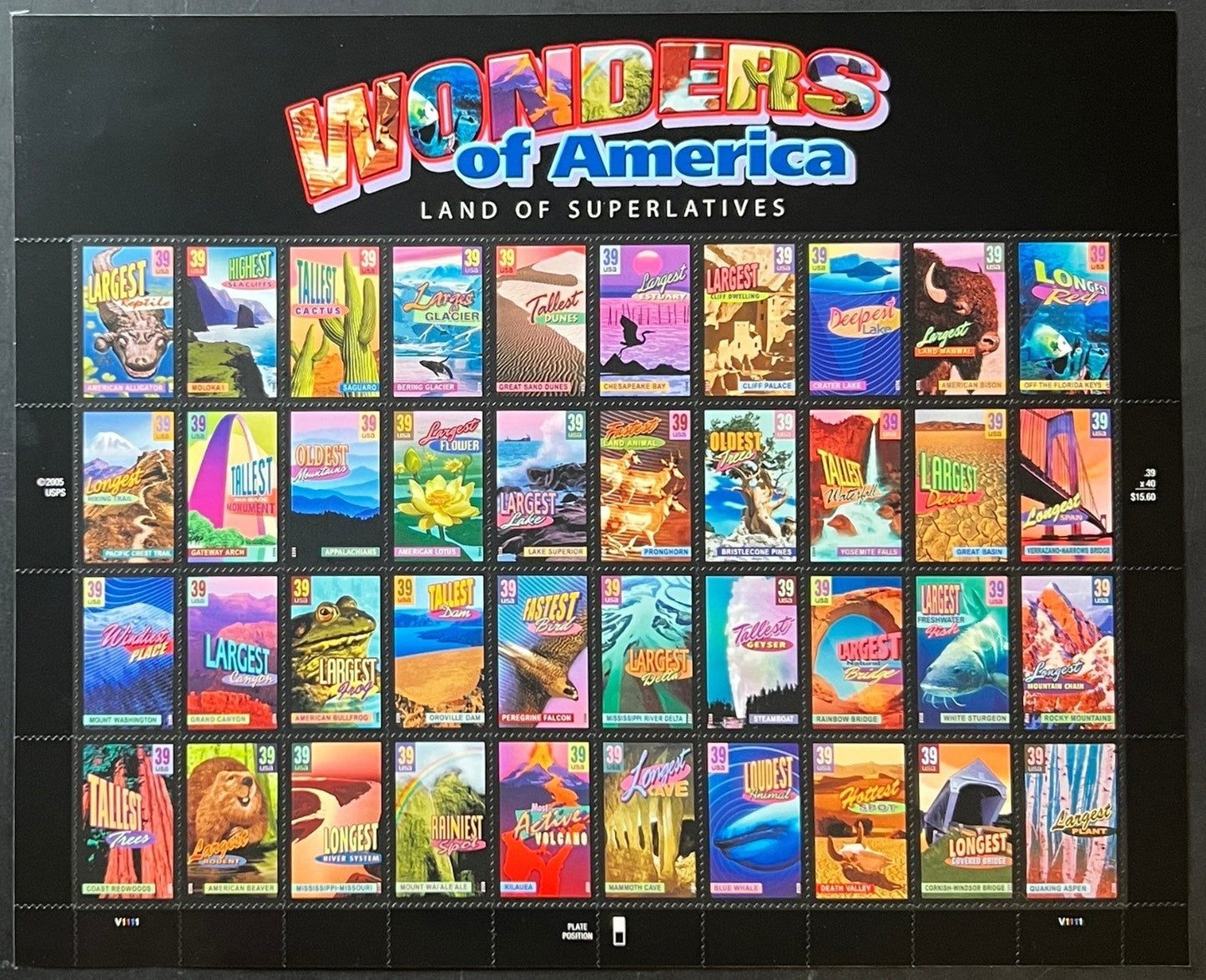 US 4033-4072 Mint Sheet (MNH) Wonders Of America 39-Cent 2006 ZAYIX